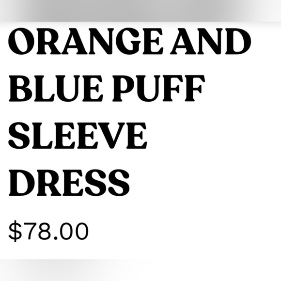 NWT BOUTIQUE FLORAL ORANGE BLUE PUFFER SLEEVE DRESS - Picture 7 of 8